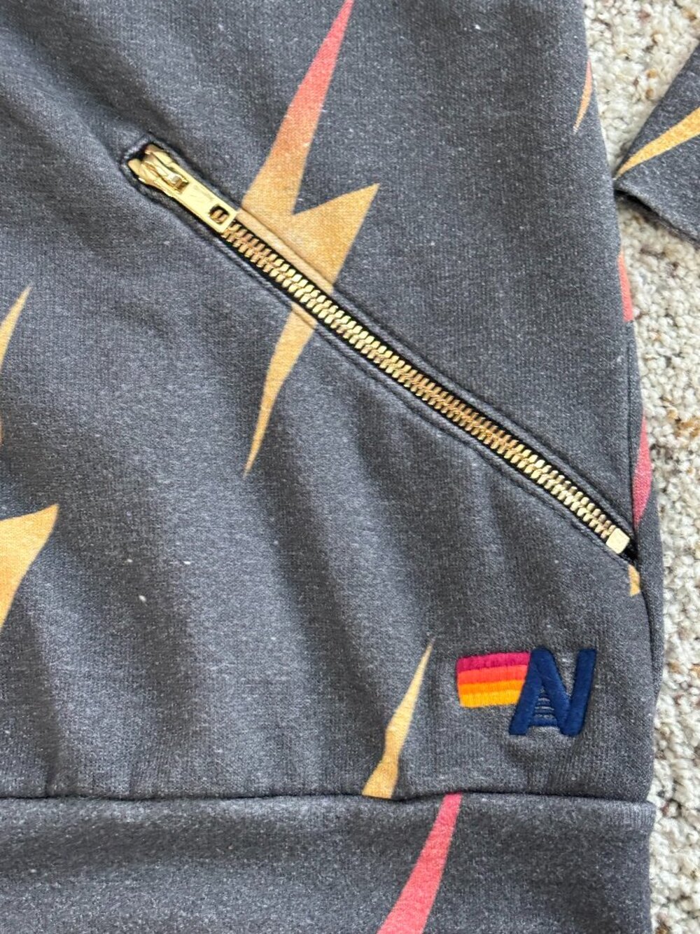 Aviator Nation Hoodie with Colorful Lightning Bolts Zip-up - Picture 3 of 8